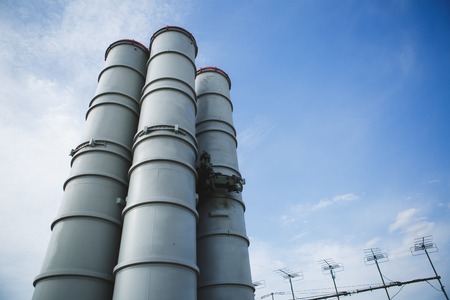 Rocket complex against clear blue sky. Weapon are ready to war.