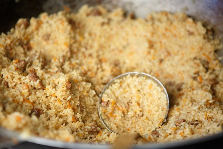 Pilaf. Eastern cuisine, which is based on cooked rice