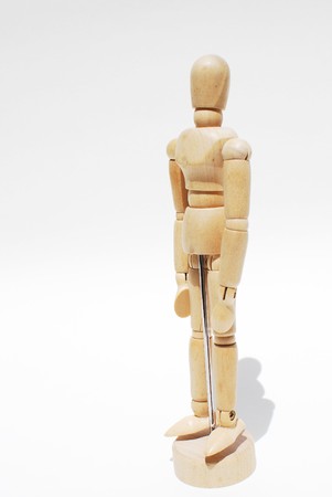 Wooden mannequin human scale model isolatedの写真素材