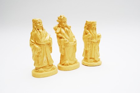 Group of Golden Fengshui Hok Lok Siew Statue Isolatedの写真素材