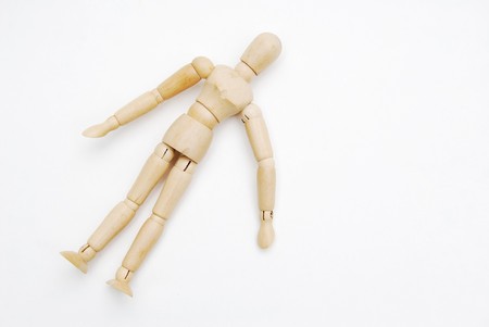 Wooden mannequin human scale model isolatedの写真素材