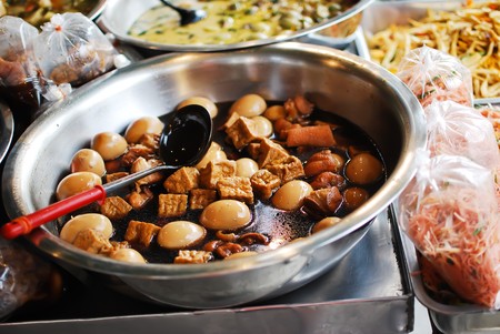 Many kind of Thai food in fresh marketの写真素材