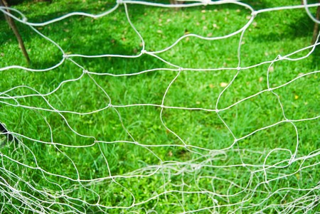closeup of soccer goal and net