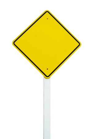blank yellow traffic sign isolatedの写真素材