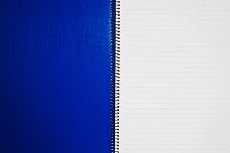 blank blue notebook open two page backgroundの写真素材