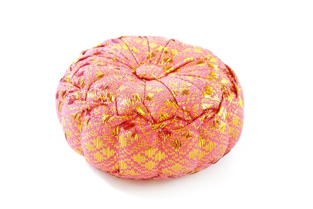 thai style art pillow isolated on white backgroundの写真素材