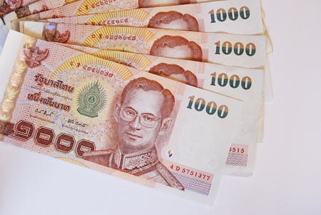 thai money banknotes  isolated on white background