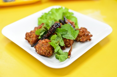 Spicy fried pork ball , Thai style foodの写真素材