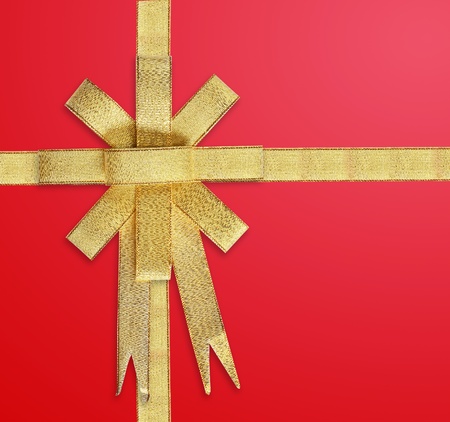 Satin Gold ribbon on red background