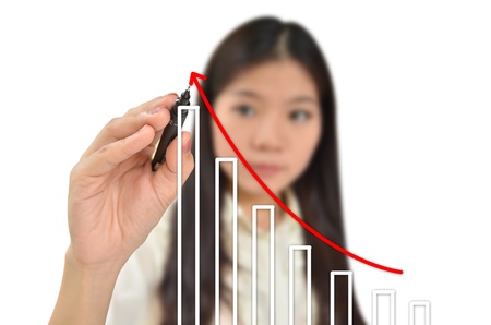 Business woman drawing a graph showing growth of businessの写真素材