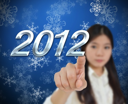Young woman with 2012 new year background