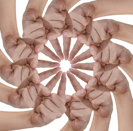 Hand of teamwork on white backgroundの写真素材