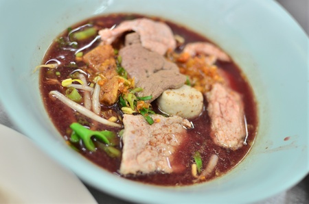 Asian style noodle with pork and vegetables , Asian style foodの写真素材