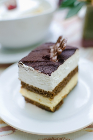 Fresh chocolate cream cake , Homemade Tiramisuの写真素材
