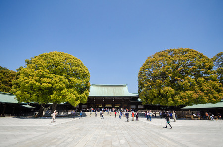 TOKYO, JAPAN - APRIL 15  Meiji-jingu in Tokyo, Japan on April 15, 2014  The most popular historical shrine in Japanのeditorial素材