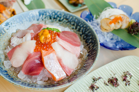 Sashimi set of fresh fish and seafood , Japanese style foodの写真素材