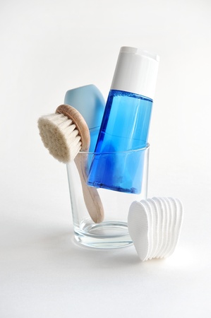 skin-care supplies in a round glassの写真素材
