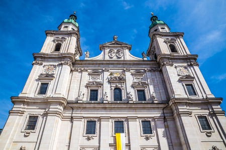 Front view of Salzburg Cathedral of Saint Rupert Salzburger Dom-Salzburg, Austria, Europeの写真素材