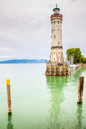 View of Old Lighthouse During Cloudy Day-Lindau,Lake Constance,Germany,Europeの写真素材