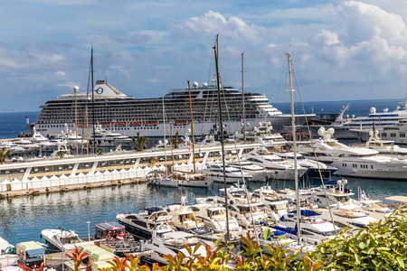 View of Marina in Monte Carlo With Many Luxurious and One Transatlantic Yacht-Monte...
