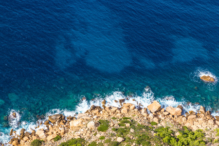 Beautiful View Of Stony Shore From The Steep Cliff Of Cap Canaille Near Cassis-Route des Cretes,Franceの写真素材