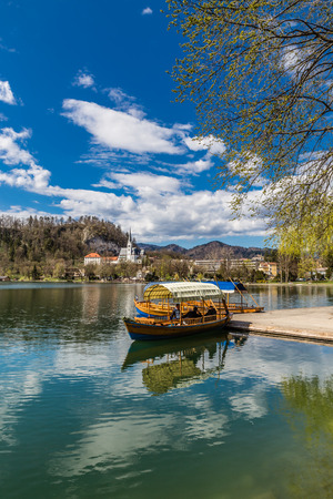 Amazing View On Bled Lake And St. Martin Parish Church In The Background-Bled,Slovenia,Europeの写真素材