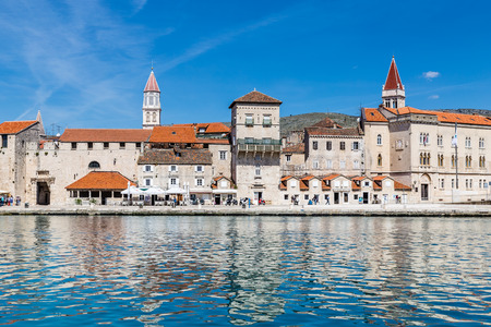 Seafront Promenade With Old Buildings And Church Towers - Trogir, Dalmatia, Croatia, Europeの写真素材