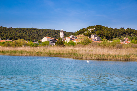 Beautiful Landscape And Church In Krka National Park - Dalmatia Croatia, Europeの写真素材