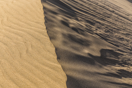 Abstract Detail Of Sand Dunes During Sunrise - Maspalomas, Gran Canaria, Canary Islands, Spainの写真素材