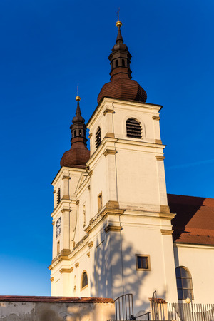 Towers Of The Church of the Assumption of Virgin Mary - Uhersky Brod, Czech Republic, Europeの写真素材
