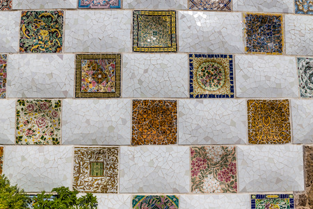 Detail Of Mosaic - Park Guell, Barcelona, Catalonia, Spain, Europeのeditorial素材