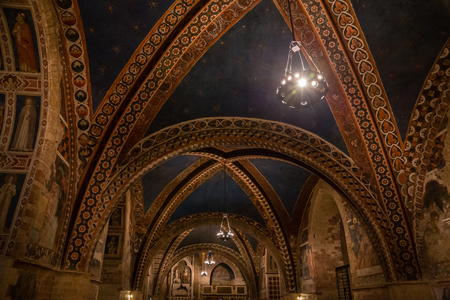 Ceiling Of Basilica of Saint Francis of Assisi - Assisi, Province of Perugia, Umbria Region, Italy, Europeのeditorial素材