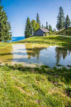 Lake On Zwolferhorn Mountain - Salzkammergut, Salzburg, Austriaの写真素材