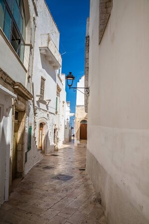 Narrow Street Of Locorotondo - Bari, Italy, Europeの写真素材