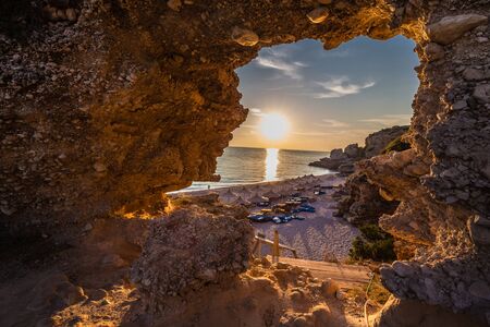 Sunset Above Dhermi Beach -  Dhermi, Himare, Vlore, Albaniaの写真素材