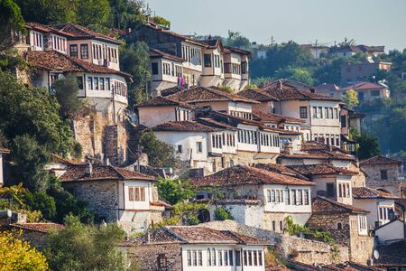 Traditional Houses In Berat - Berat, Albania, Europeの写真素材