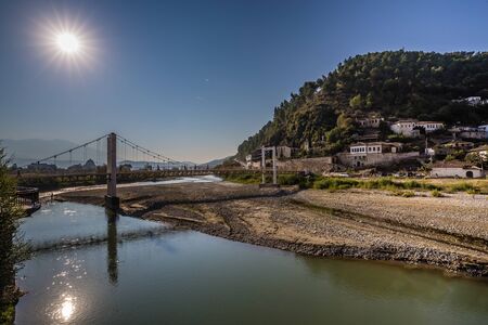 Bridge Over Osum River In Berat, Albania, Europeの写真素材