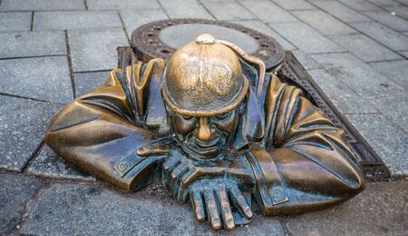 Watcher (Man At Work) Sculpture - Bratislava, Slovakia, Europeの写真素材