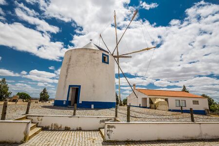 Traditional Windmill In Castro Verde, Alentejo, Portugal, Europeの写真素材