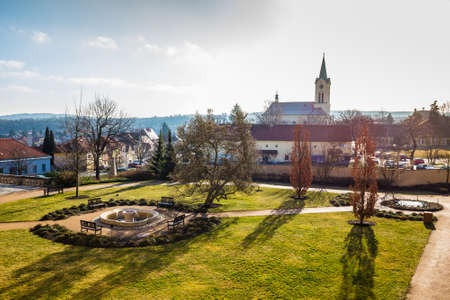 Castle Park And Church of Saint Wenceslaus - Central Bohemia, Czech Republic, Europeのeditorial素材