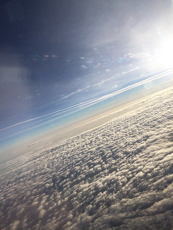 beautiful sky with white cloudsの写真素材