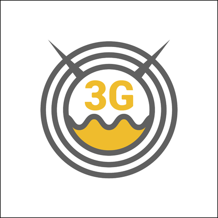 Unusual flat 3g icon icon with geometric pattern. Rounded signal area, waves, antenna.のイラスト素材