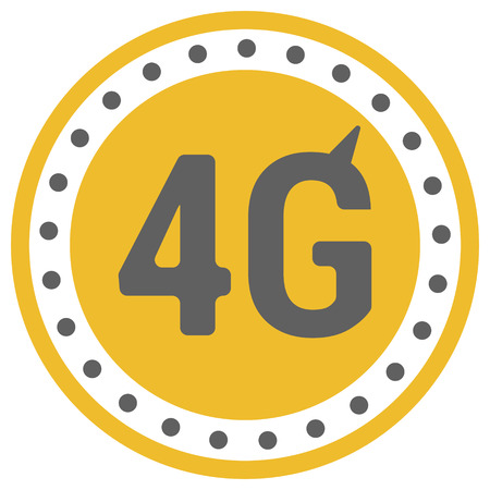 FLat 4g illustration with speedometer icon and wave. Dashed circle with arrowのイラスト素材
