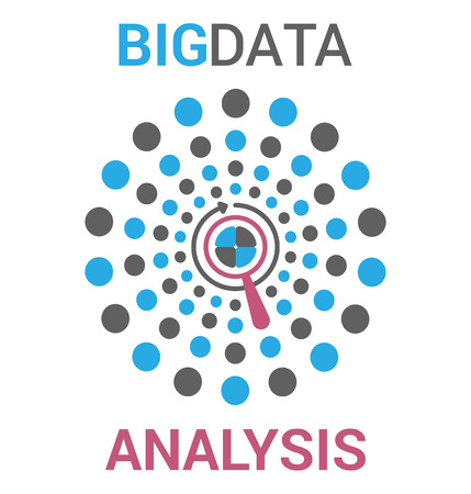 Machine learning algorithms illustration. Analysis of information. Big data vector template concept. Flat vector background.のイラスト素材