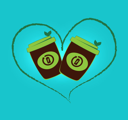 Organic energy drink business template.   Tea or milkshake cup. natural organic street fast food. Battery charging on the beverage cup logo.のイラスト素材