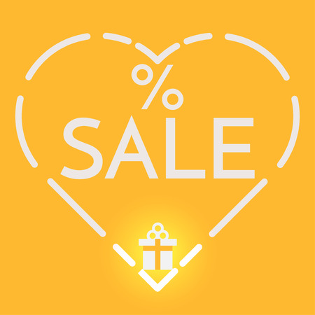 Colorful flat sale discount business template. Gift, percent, stroke heart and SALE wordのイラスト素材