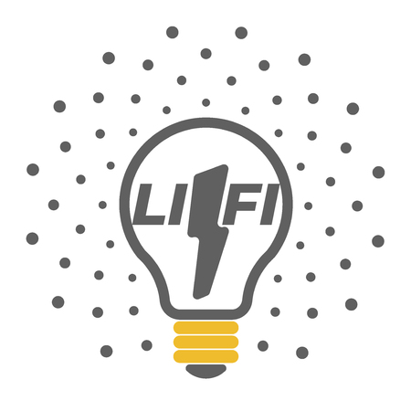 Vector smart home light concept with outline lamp bulb icons and lightning. Business flat logo template for modern company or new hi-tech project LI-FI.のイラスト素材
