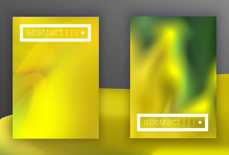 set of Modern colorful vector geometric leaflet  mock up. Futuristic cover promotion design.Flame yellow green colors. A4 verticalのイラスト素材