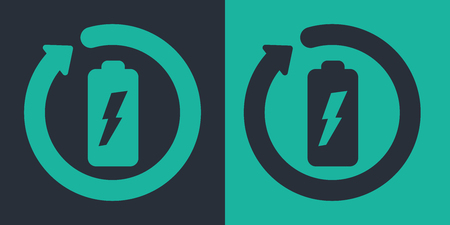 Battery recycle or recharge vector flat icon. Eco green designのイラスト素材
