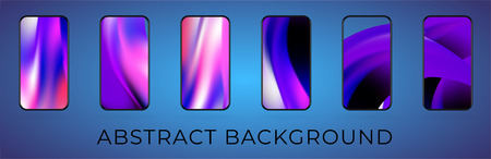 Wavy abstract smartphone background illustration set. Mobile wallpaper collection. Modern UI screen backfrop. Vector illustrationのイラスト素材